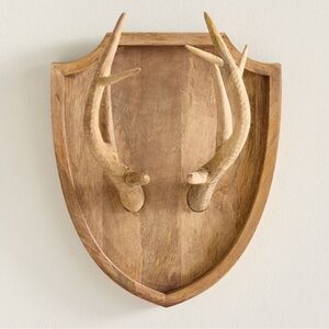 NWT Pottery Barn Rustic Brown Carved Wall Antler Decor